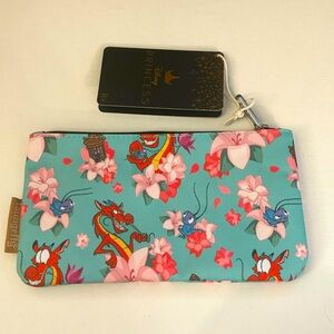 Disney Loungefly Mulan Mushu Floral Cosmetic Bag - NWT